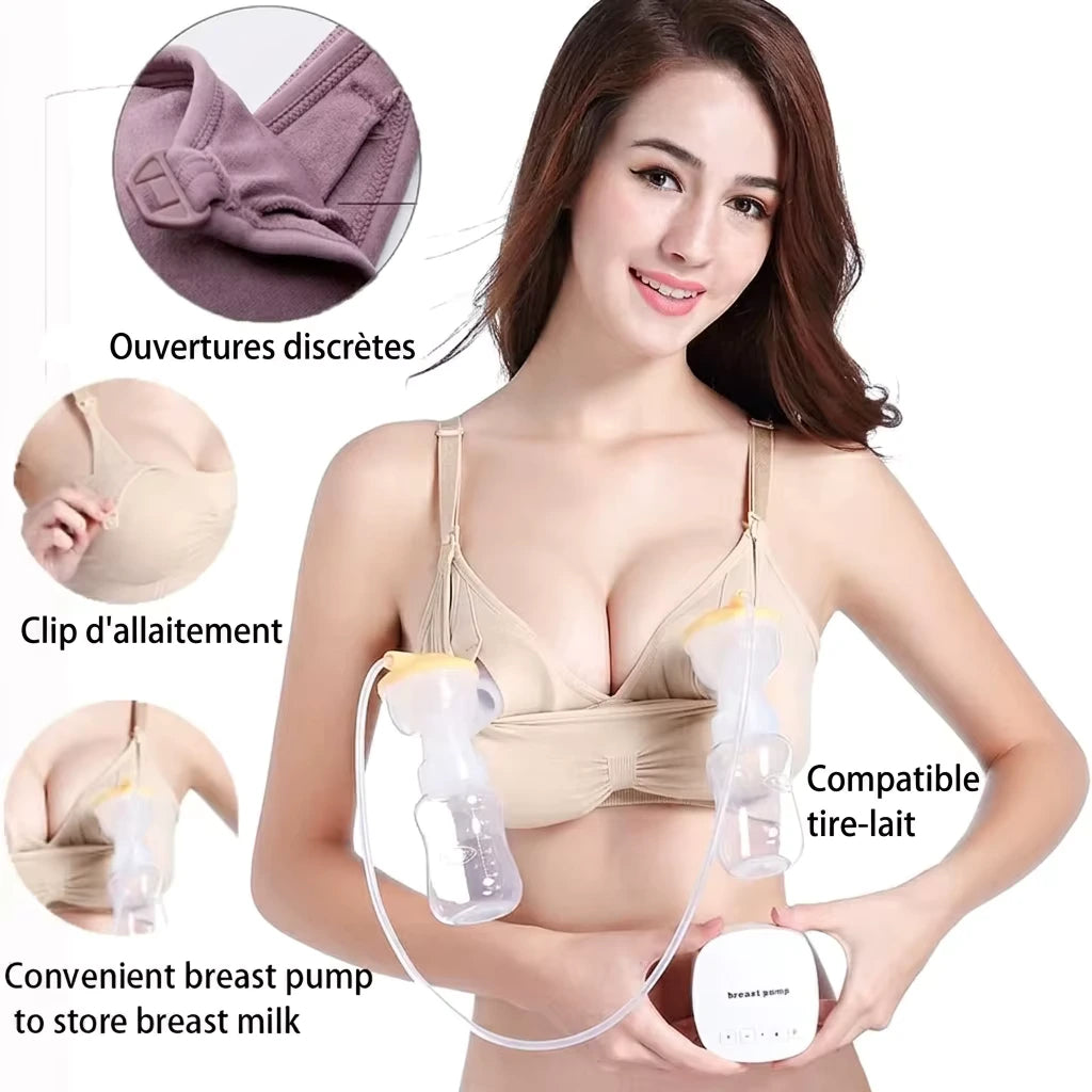 Soutien-Gorge d’Allaitement Mains Libres pour Tire-Lait – Sous-vêtement de Maternité Confortable à Porter Toute la Journée