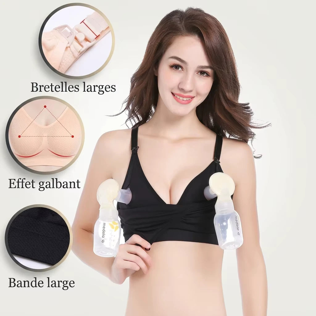 Soutien-Gorge d’Allaitement Mains Libres pour Tire-Lait – Sous-vêtement de Maternité Confortable à Porter Toute la Journée