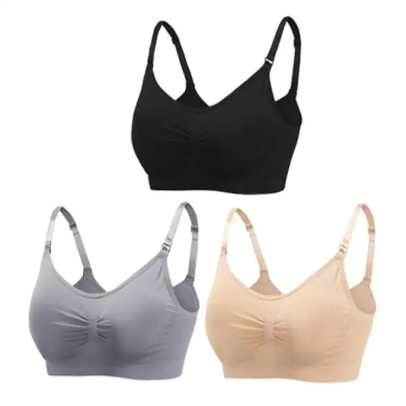 Soutiens-Gorge d’Allaitement Sans Couture en Coton – Lot de 3