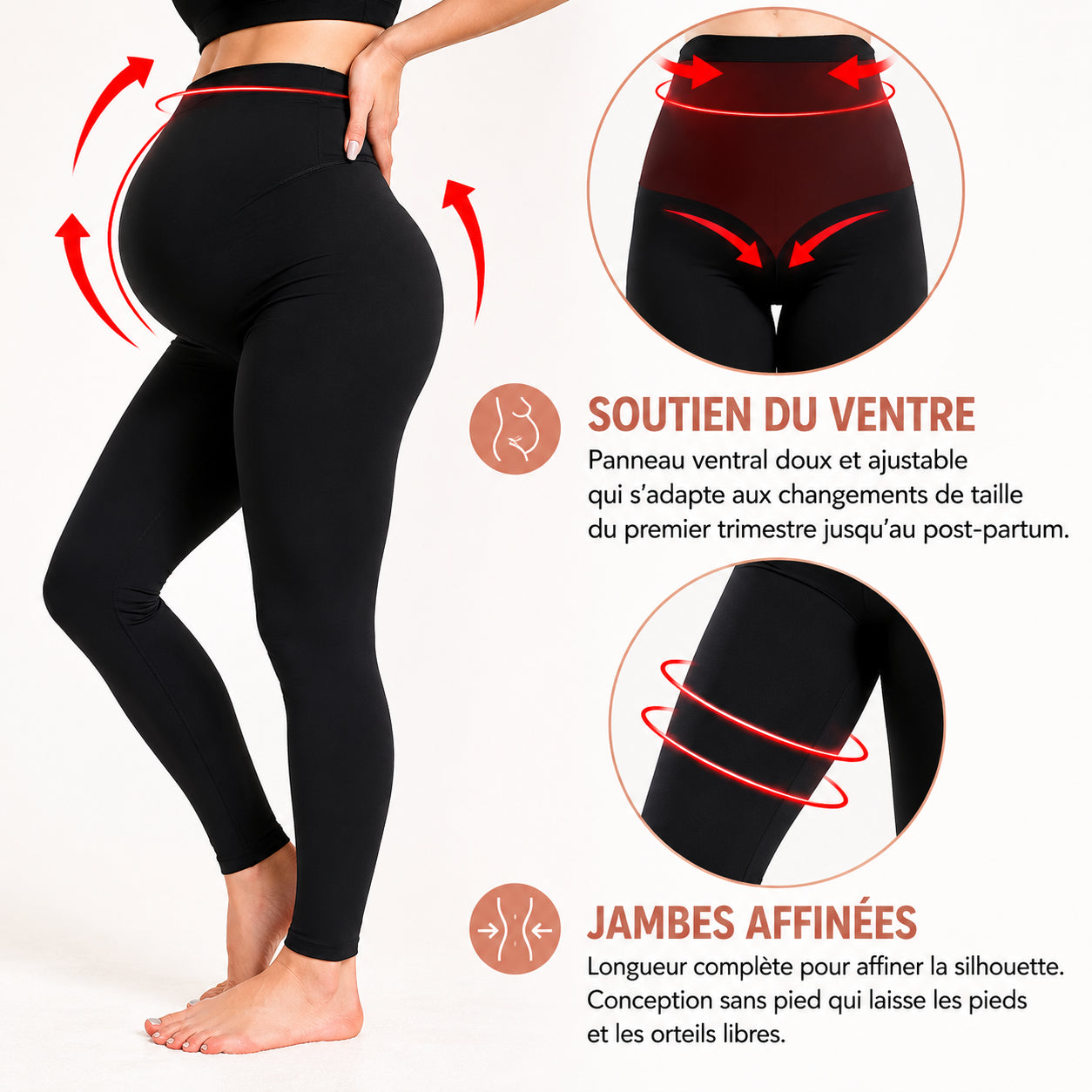 Legging Maternité & Post-Partum Taille Haute – Confort et Maintien