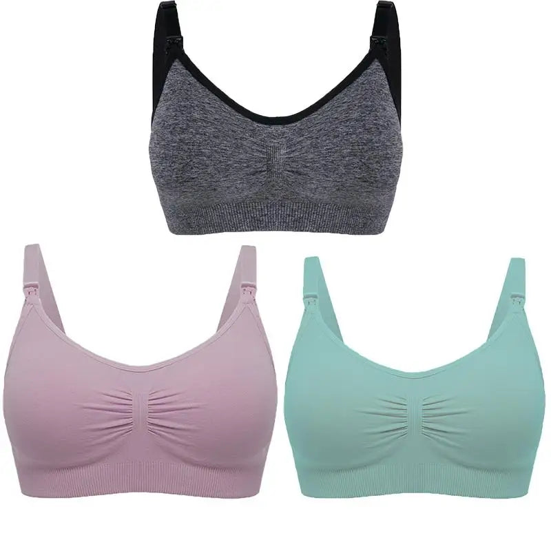 Soutiens-Gorge d’Allaitement Sans Couture en Coton – Lot de 3