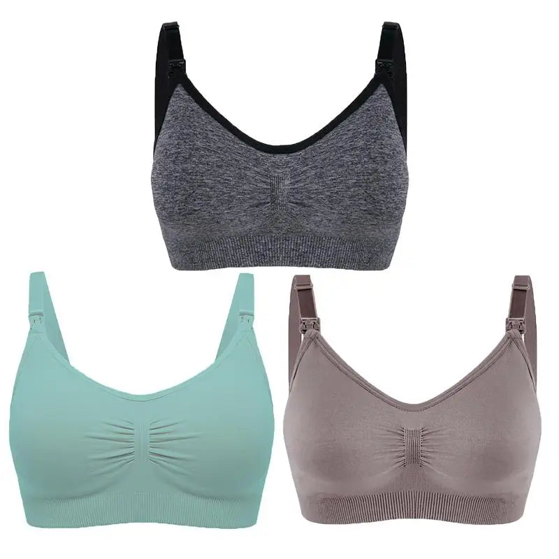 Soutiens-Gorge d’Allaitement Sans Couture en Coton – Lot de 3