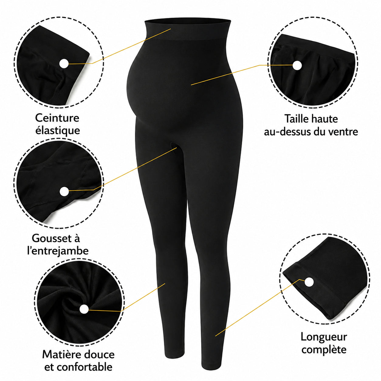 Legging Maternité & Post-Partum Taille Haute – Confort et Maintien