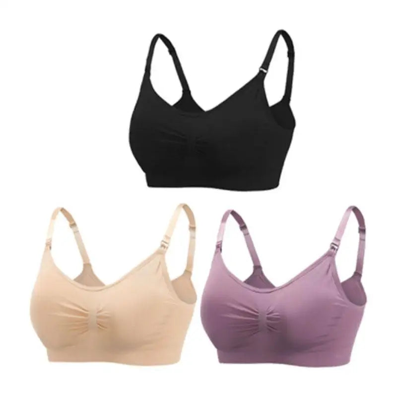 Soutiens-Gorge d’Allaitement Sans Couture en Coton – Lot de 3