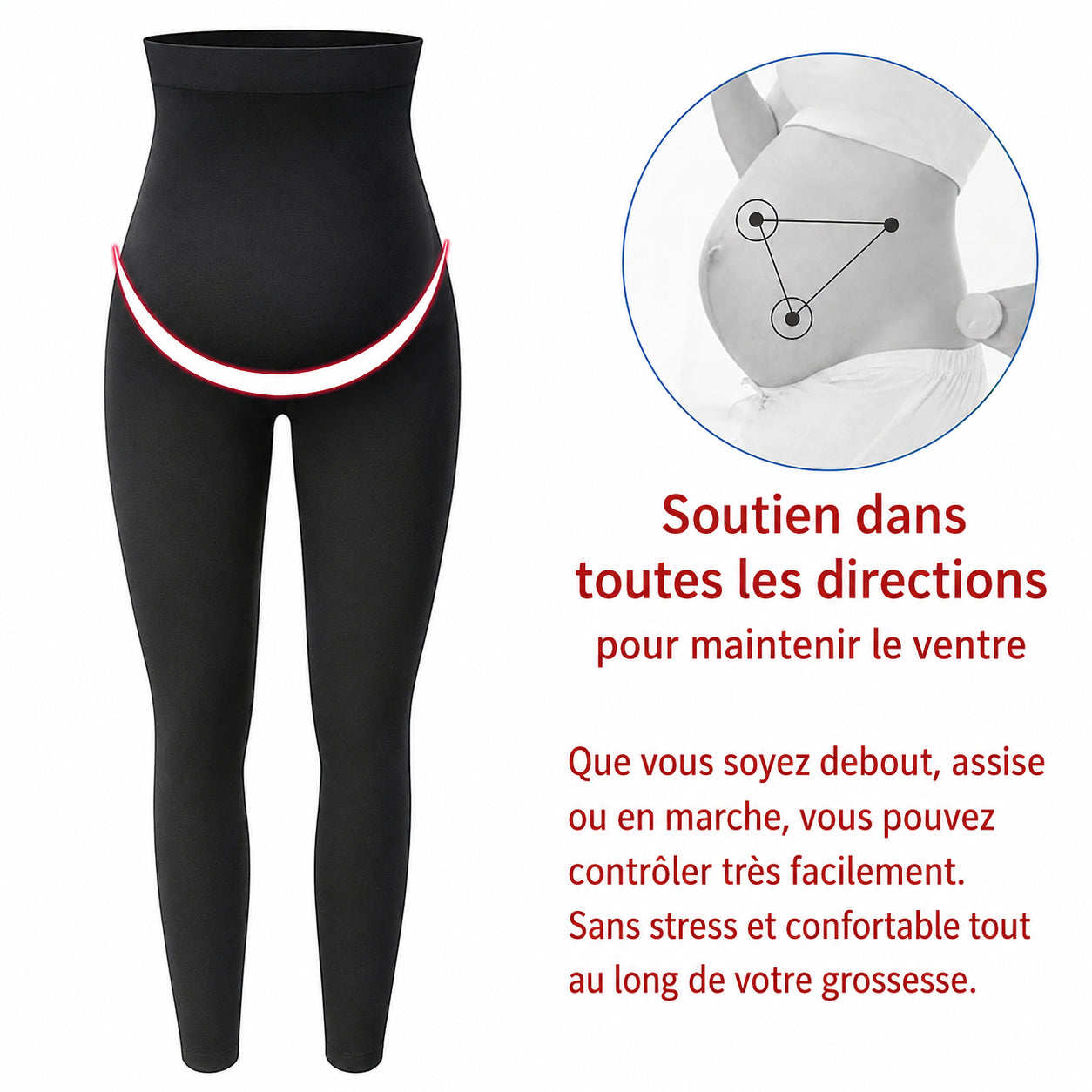 Legging Maternité & Post-Partum Taille Haute – Confort et Maintien