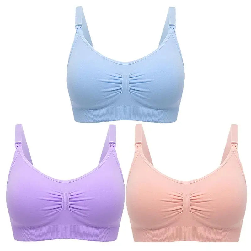Soutiens-Gorge d’Allaitement Sans Couture en Coton – Lot de 3