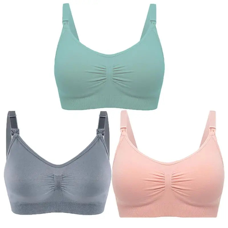 Soutiens-Gorge d’Allaitement Sans Couture en Coton – Lot de 3
