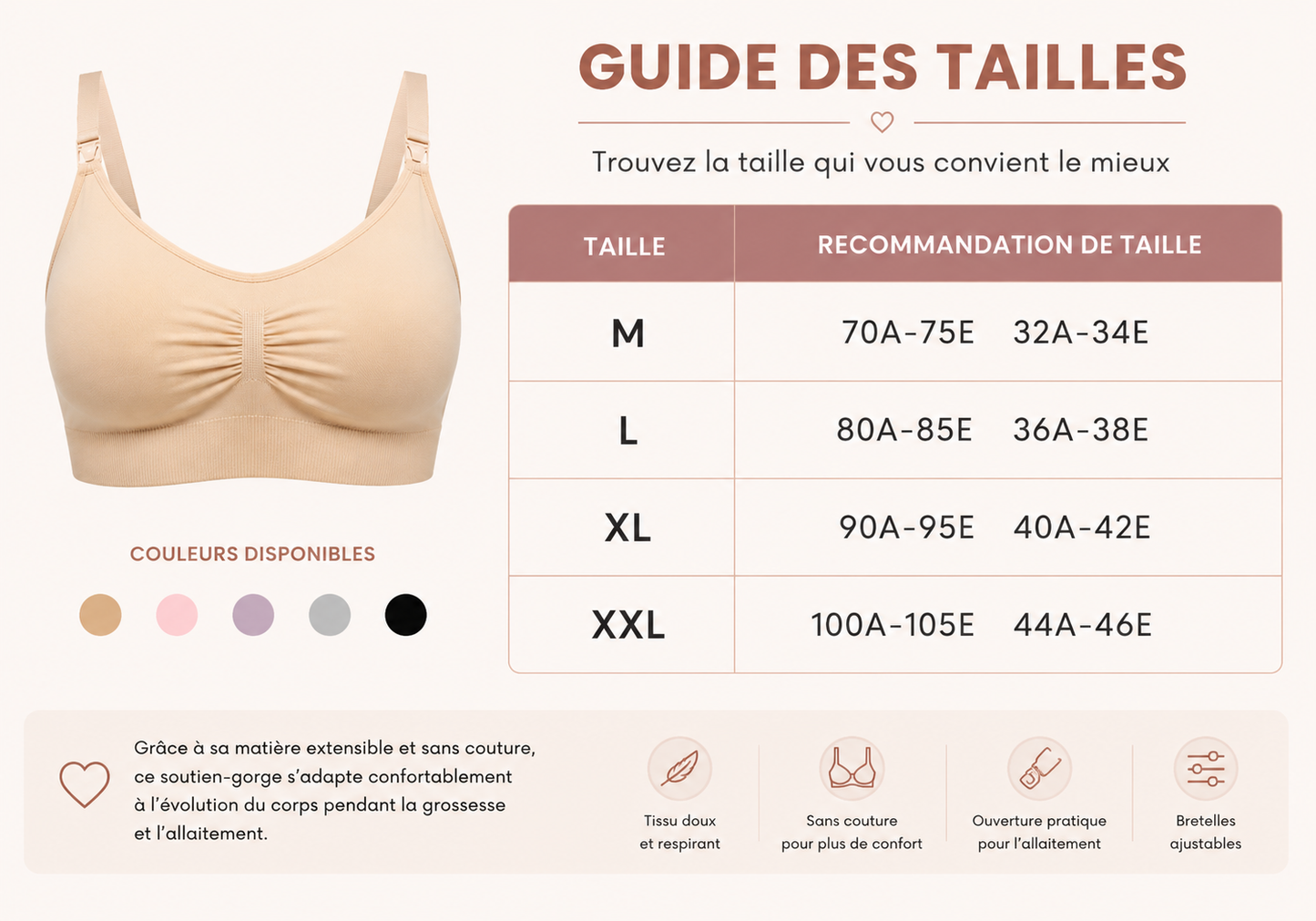Soutiens-Gorge d’Allaitement Sans Couture en Coton – Lot de 3